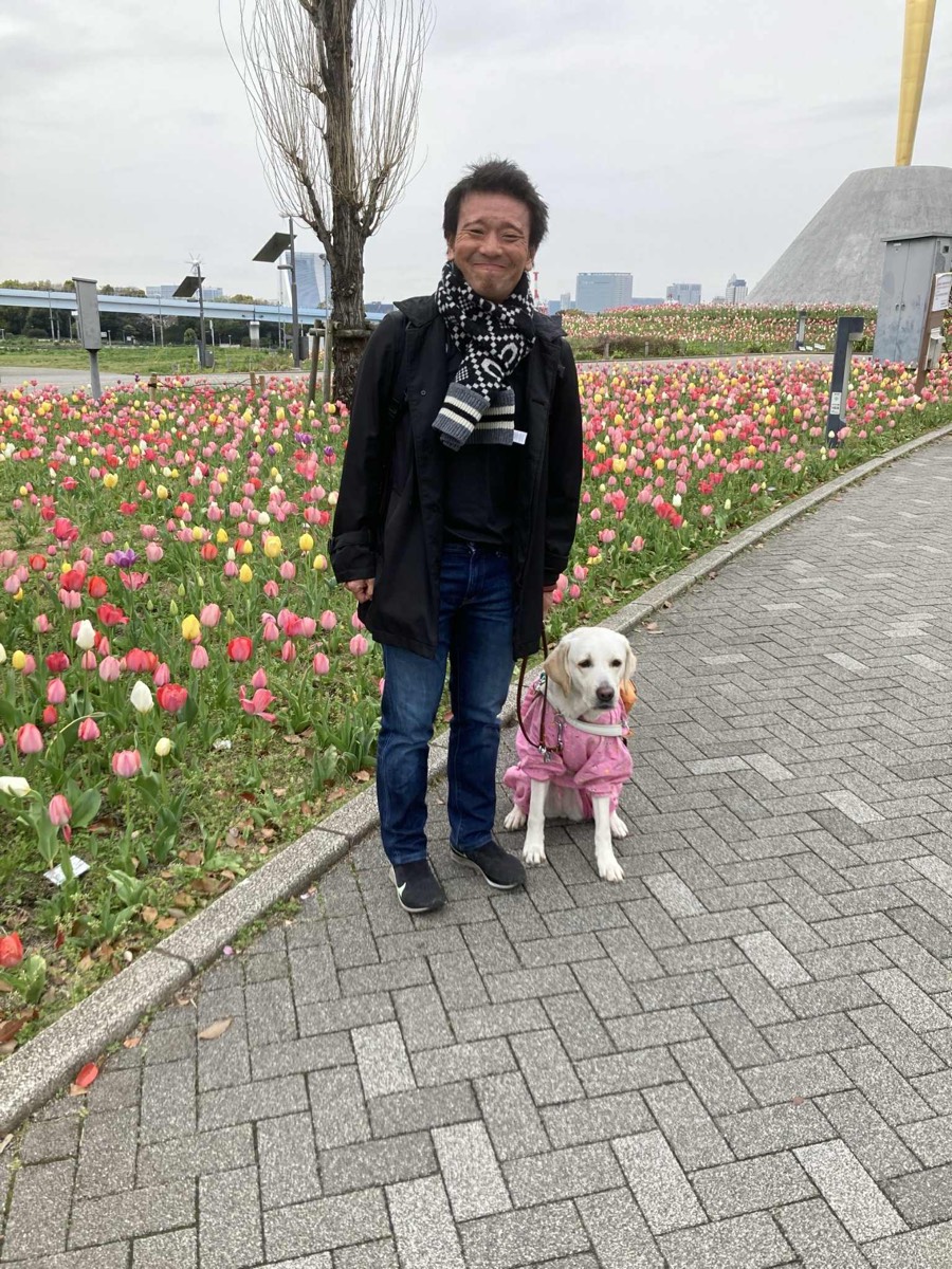盲導犬シュクレと中澤隆